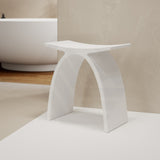 Lukka Perry 420x235x430mm Solid Surface Stone Matt White Bath Stool