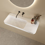 Lukka Roccia 900x400x120mm Solid Surface Stone Wall Hung Basin With Semi Drill Tap Hole Matt White