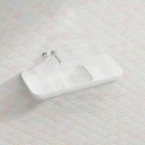 Lukka Roccia Solid Surface Stone Wall Hung Basin With Semi Drill Tap Hole 900x400x120mm - Matt White