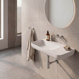 Lukka Roccia Solid Surface Stone Wall Hung Basin With Semi Drill Tap Hole 900x400x120mm - Matt White