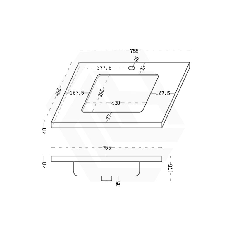 40mm Thick Lukka Carrara Gold Sintered Stone Seamless Joined with Fine Ceramic Basin