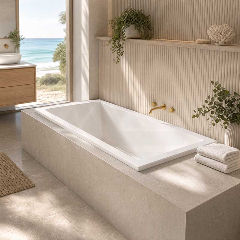 Lukka Viva Square Drop in Bathtub Anti Slippery Acrylic 1470/1675mm - Gloss White