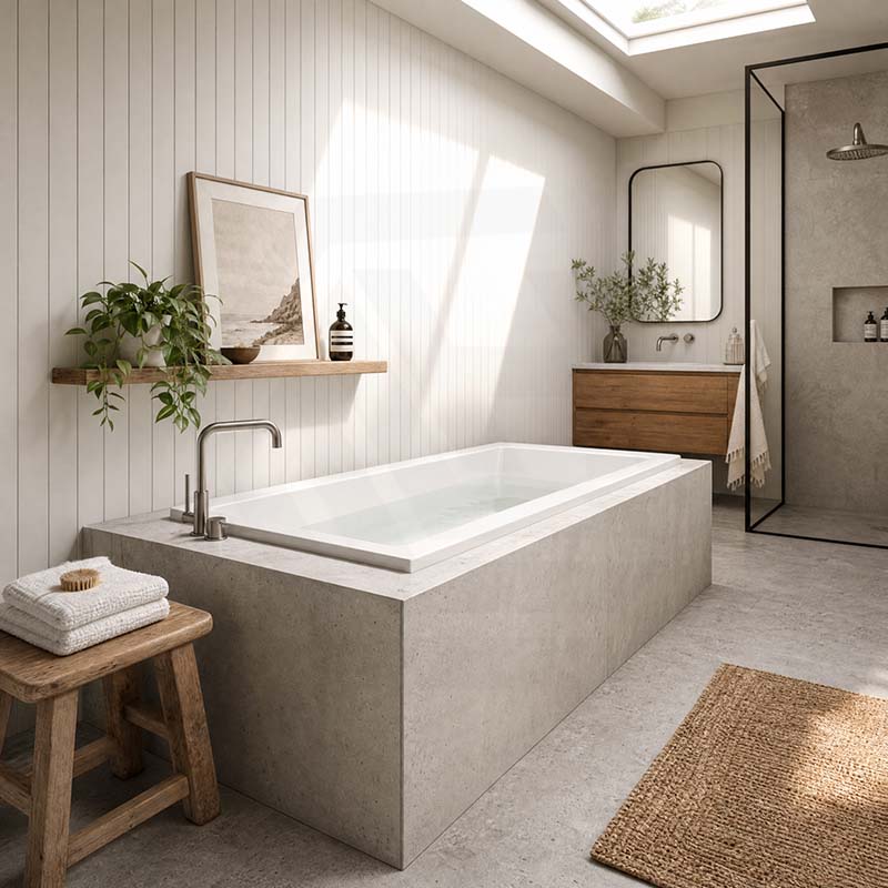 Lukka Viva Square Drop in Bathtub Anti Slippery Acrylic 1470/1675mm - Gloss White