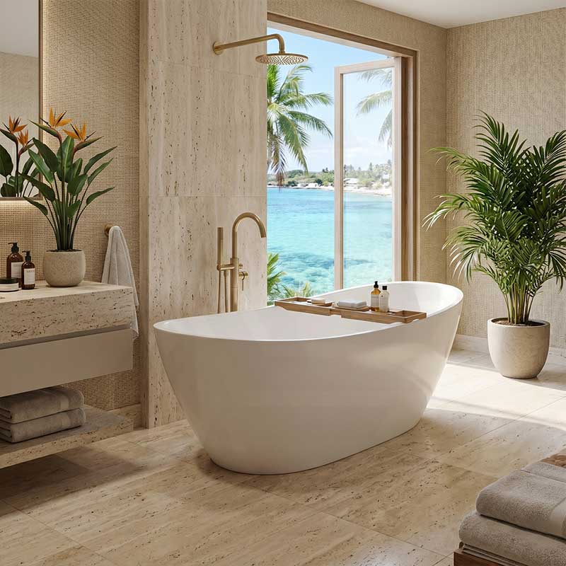 Lukka Valla Acrylic Freestanding Bathtub Overflow Available 1500/1700mm - Gloss/Matt White
