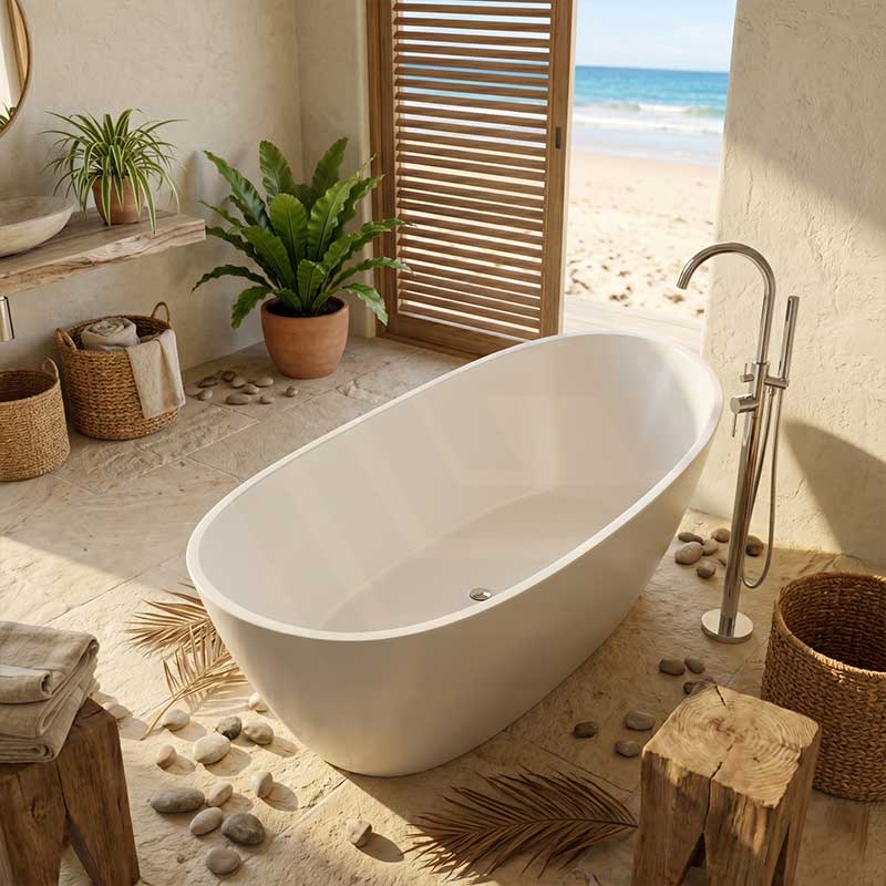 Lukka Valla Acrylic Freestanding Bathtub Overflow Available 1500/1700mm - Gloss/Matt White