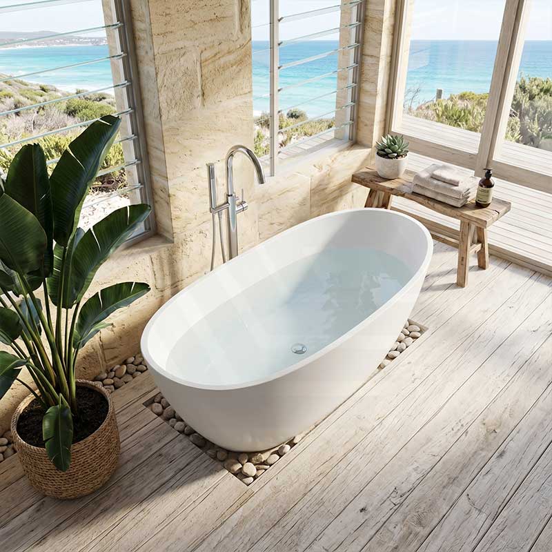 Lukka Valla Acrylic Freestanding Bathtub Overflow Available 1500/1700mm - Gloss/Matt White
