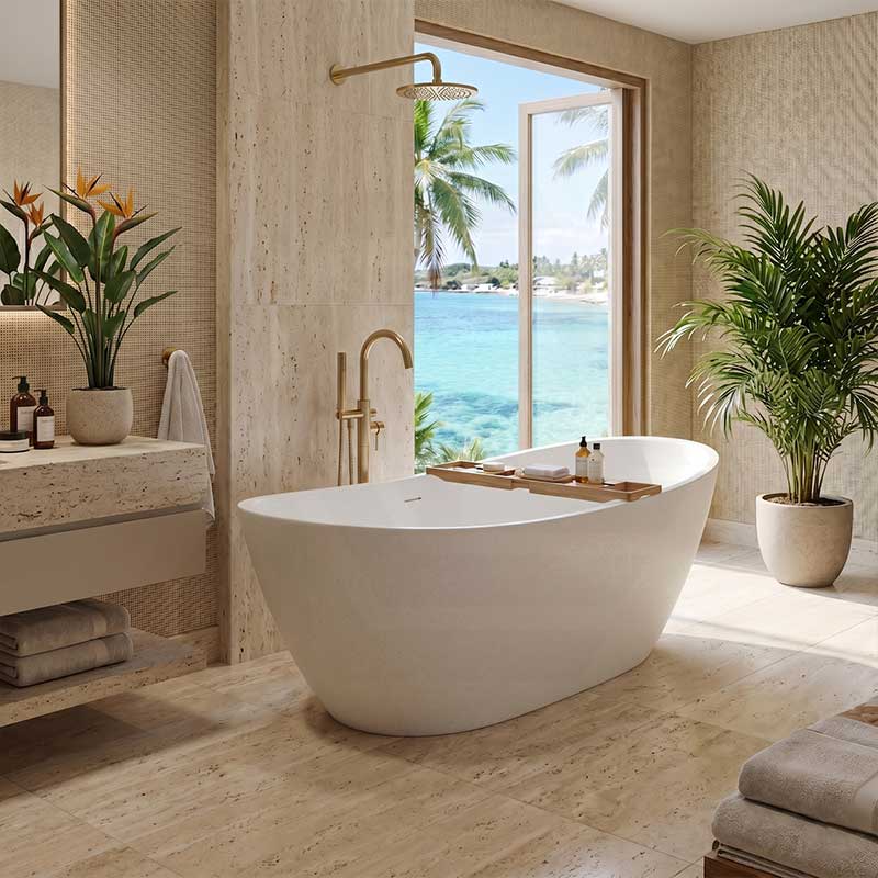 Lukka Valla Acrylic Freestanding Bathtub Overflow Available 1500/1700mm - Gloss/Matt White