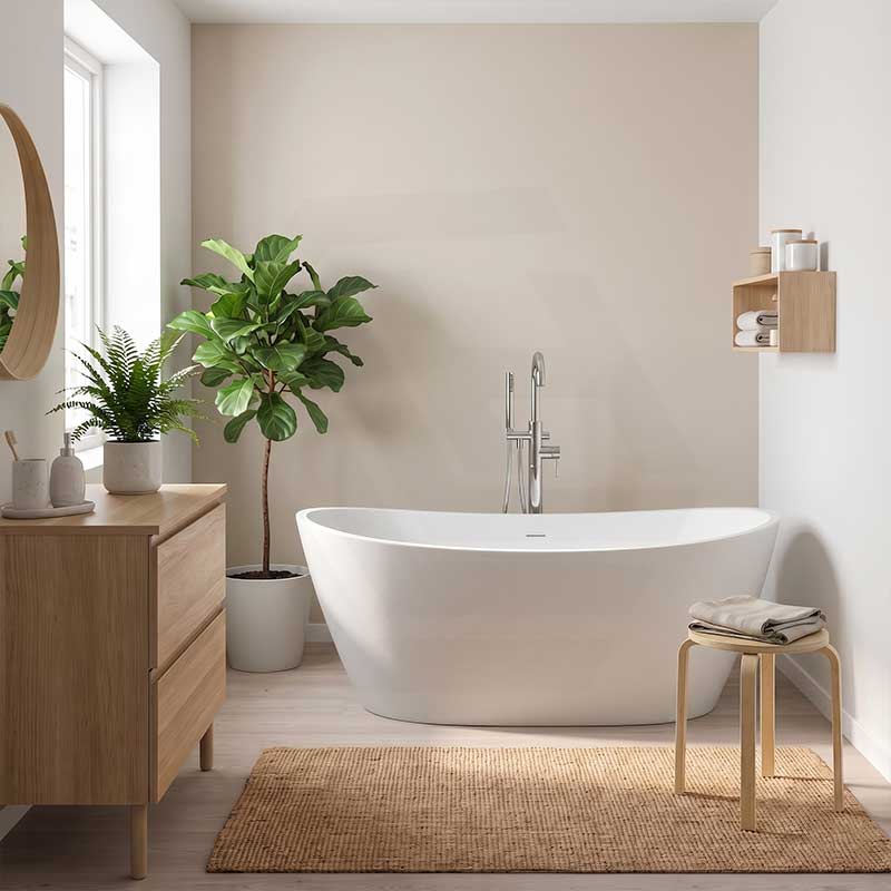 Lukka Valla Acrylic Freestanding Bathtub Overflow Available 1500/1700mm - Gloss/Matt White