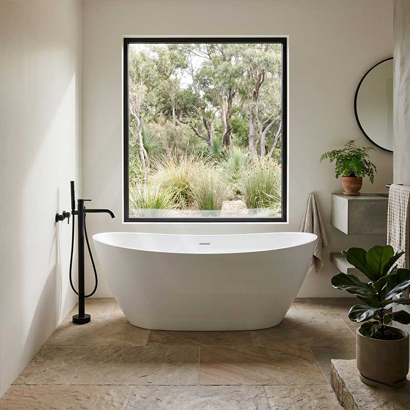 Lukka Valla Acrylic Freestanding Bathtub Overflow Available 1500/1700mm - Gloss/Matt White