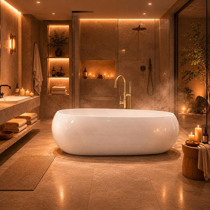 Lukka Voga Acrylic Freestanding Bathtub with Overflow Variant Colour Available 1800mm