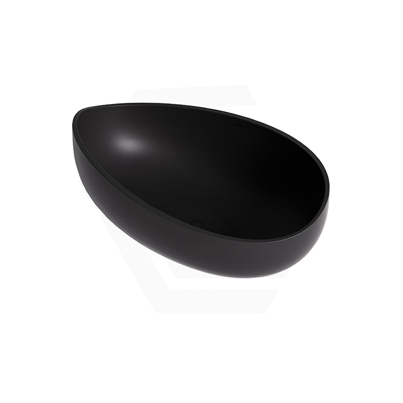Lukka Waverton Solid Surface Freestanding Bathtub with Overflow 1800mm - Matt White/Black