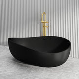 Lukka Waverton Solid Surface Freestanding Bathtub with Overflow 1800mm - Matt White/Black