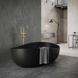 Lukka Waverton Solid Surface Freestanding Bathtub with Overflow 1800mm - Matt White/Black