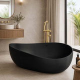 Lukka Waverton Solid Surface Freestanding Bathtub with Overflow 1800mm - Matt White/Black
