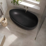 Lukka Waverton Solid Surface Freestanding Bathtub with Overflow 1800mm - Matt White/Black