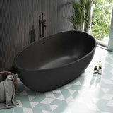 Lukka Waverton Solid Surface Freestanding Bathtub with Overflow 1800mm - Matt White/Black