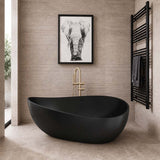 Lukka Waverton Solid Surface Freestanding Bathtub with Overflow 1800mm - Matt White/Black