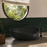 Lukka Waverton Solid Surface Freestanding Bathtub with Overflow 1800mm - Matt White/Black