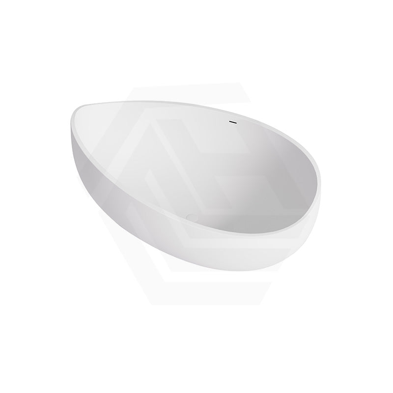 Lukka Waverton Solid Surface Freestanding Bathtub with Overflow 1800mm - Matt White/Black
