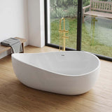 Lukka Waverton Solid Surface Freestanding Bathtub with Overflow 1800mm - Matt White/Black