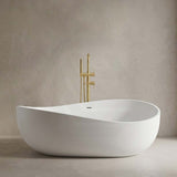 Lukka Waverton Solid Surface Freestanding Bathtub with Overflow 1800mm - Matt White/Black