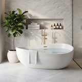 Lukka Waverton Solid Surface Freestanding Bathtub with Overflow 1800mm - Matt White/Black