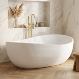 Lukka Waverton Solid Surface Freestanding Bathtub with Overflow 1800mm - Matt White/Black