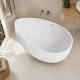 Lukka Waverton Solid Surface Freestanding Bathtub with Overflow 1800mm - Matt White/Black