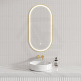 G#2(Gold) 500X1000Mm Led Mirror Oval Frontlit Brushed Gold Framed Defogger Pad Led Mirrors