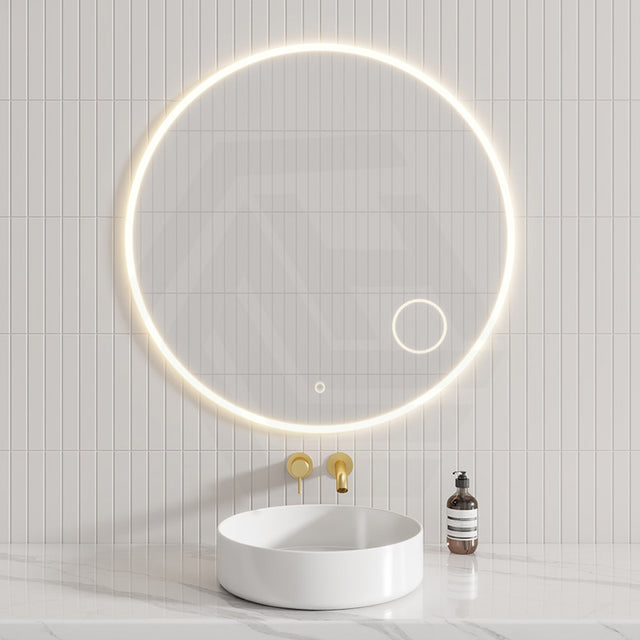900mm Lamex Round LED Mirror 3 Color Lighting with Magnifying Mirror