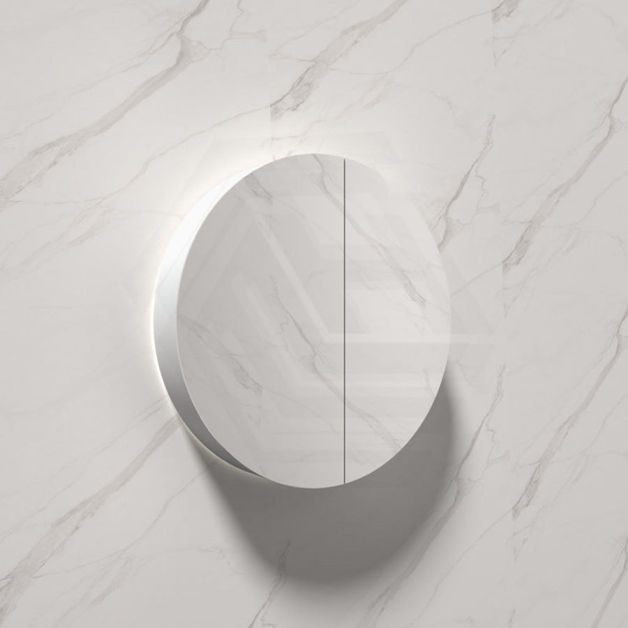 600mm Round Luminaire LED Backlit Mirror Shaving Cabinet Pencil Edge White