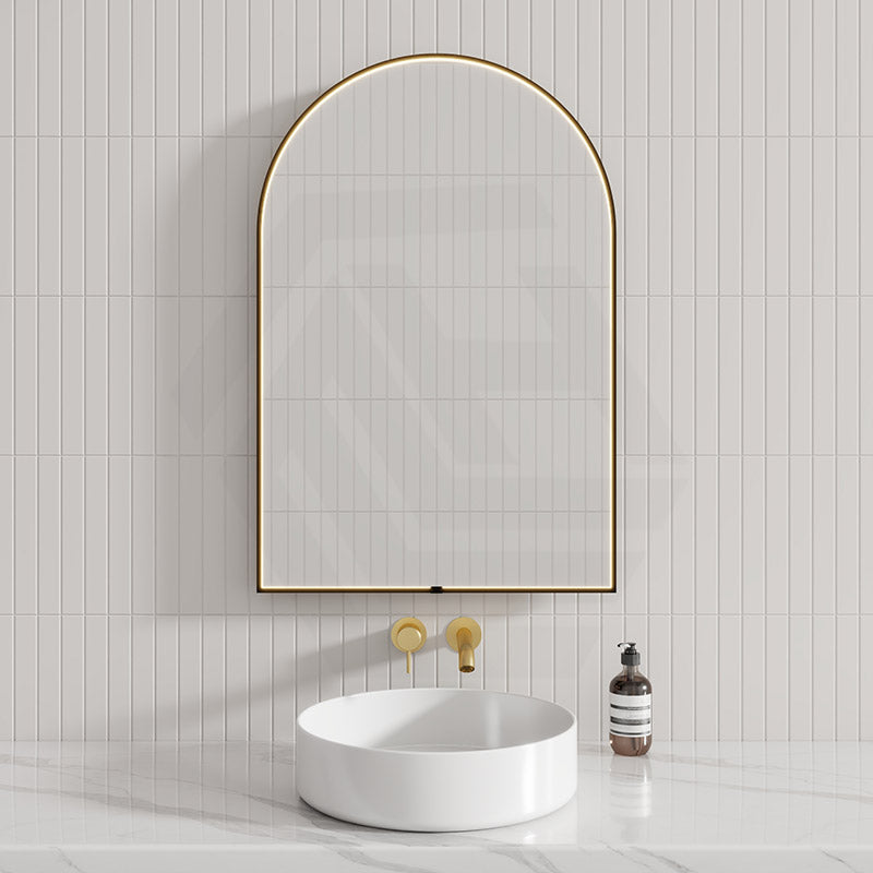 M#1(Gunmetal Grey) 600X900Mm Arch Led Gun Metal Framed Mirror Touch Switch Vertical Or Horizontal