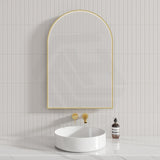 G#2(Gold) 600X900Mm Arch Front Hidden Led Mirror Brushed Gold Framed Touch Switch Vertical Or