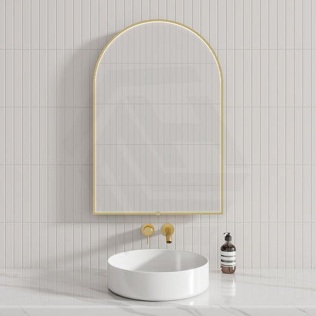G#2(Gold) 600X900Mm Arch Front Hidden Led Mirror Brushed Gold Framed Touch Switch Vertical Or