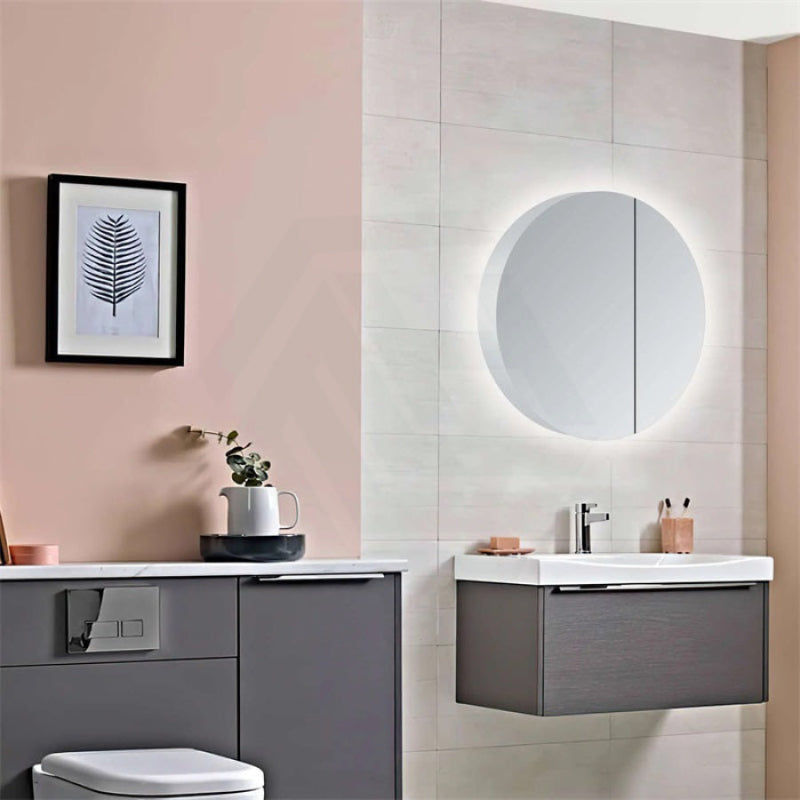 600mm Round Luminaire LED Backlit Mirror Shaving Cabinet Pencil Edge White