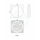 600mm Round Luminaire LED Backlit Mirror Shaving Cabinet Pencil Edge White
