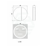 600mm Round Luminaire LED Backlit Mirror Shaving Cabinet Pencil Edge White