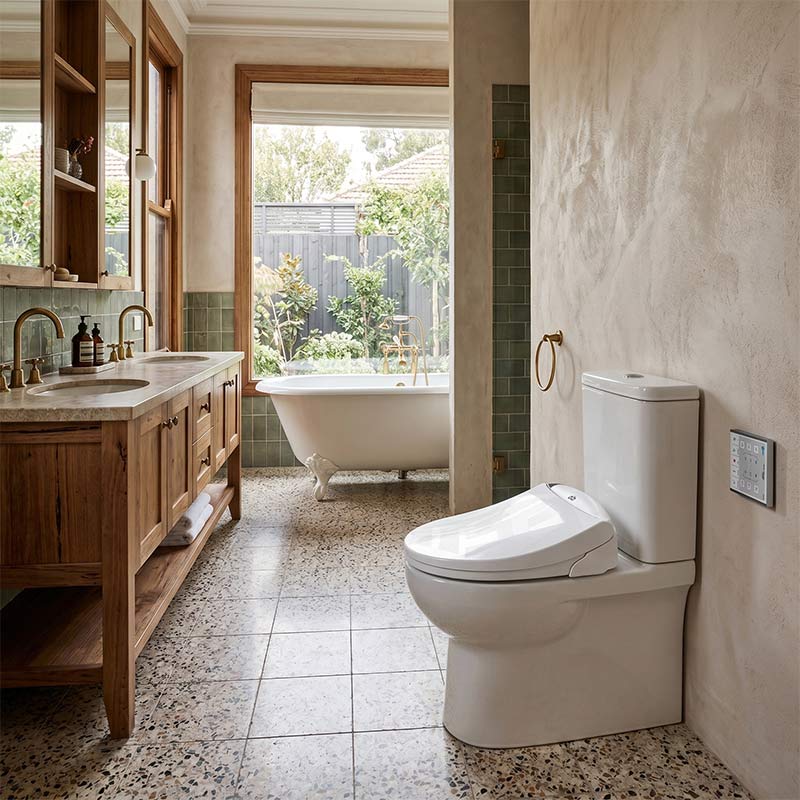 Intelligent Electric Toilet Cover Seat with Auto Washer and Air Dryer for toilet 496/528x406x145mm - White