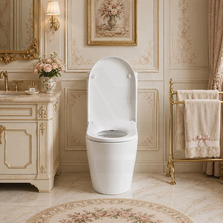 Toilet Cover Seat with Posterior Wash and Self Nozzle Cleaning Left/Right Water Connection for toilet 500x370x60mm - White