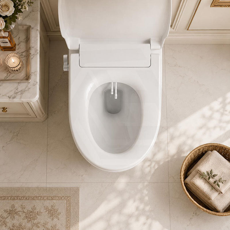 Toilet Cover Seat with Posterior Wash and Self Nozzle Cleaning Left/Right Water Connection for toilet 500x370x60mm - White
