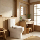 480x370mm Round Toilet Cover Seat with Posterior Wash and Self Nozzle Cleaning for toilet - White