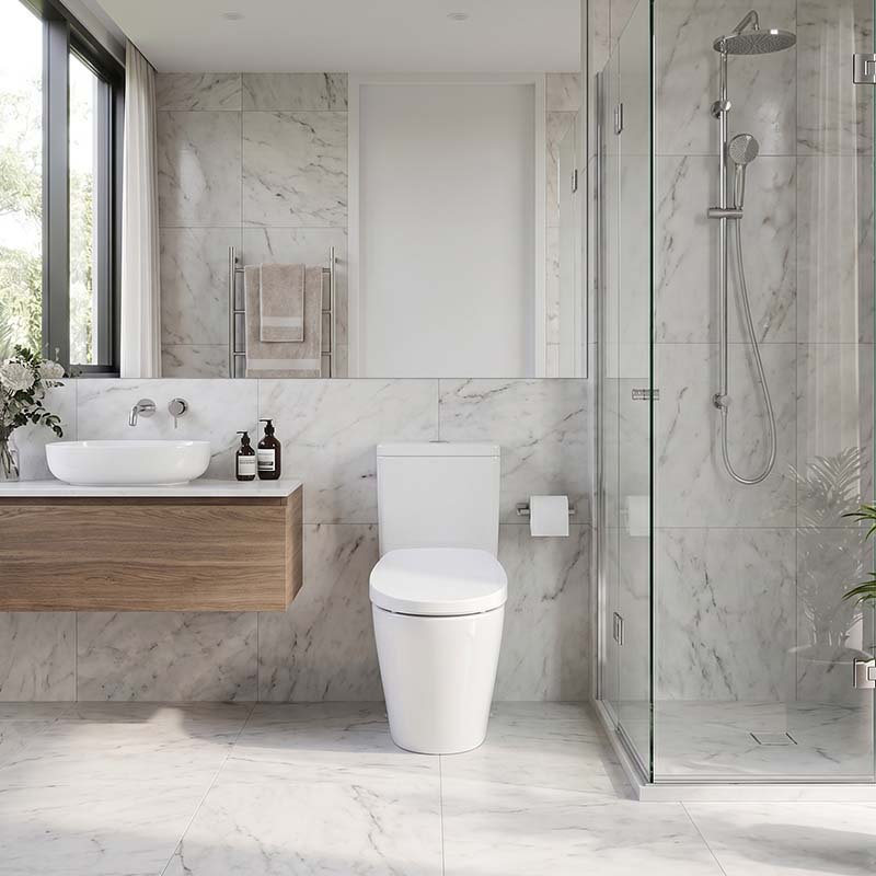 480x370mm Round Toilet Cover Seat with Posterior Wash and Self Nozzle Cleaning for toilet - White