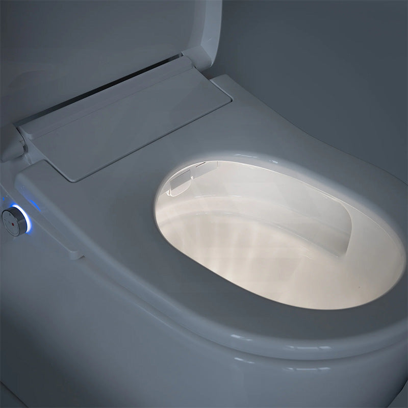 Ultra Slim Electric Intelligent Bidet Seat with Instant Heating and Remote Control for D Shape Toilets 508x375x93mm - White