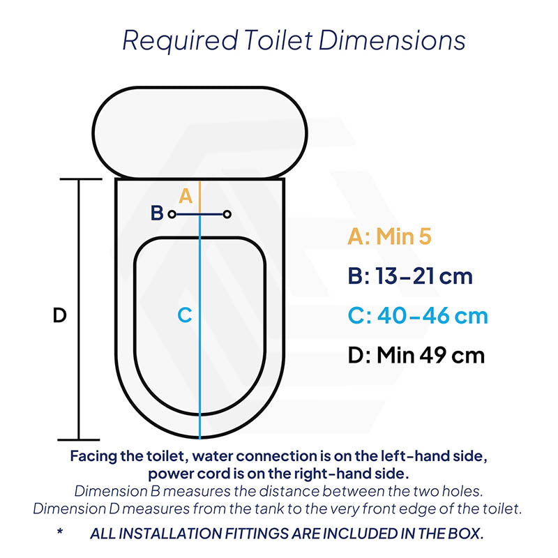 Ultra Slim Electric Intelligent Bidet Seat with Instant Heating and Remote Control for D Shape Toilets 508x375x93mm - White