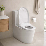 Ultra Slim Electric Intelligent Bidet Seat with Instant Heating and Remote Control for D Shape Toilets 508x375x93mm - White