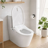 Ultra Slim Electric Intelligent Bidet Seat with Instant Heating and Remote Control for D Shape Toilets 508x375x93mm - White