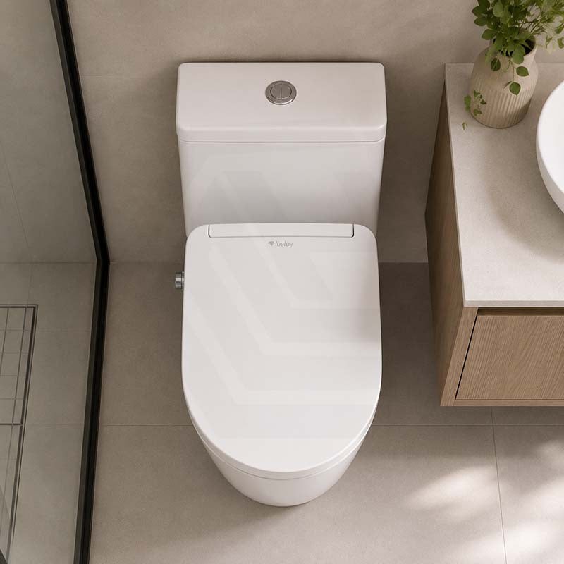 Ultra Slim Electric Intelligent Bidet Seat with Instant Heating and Remote Control for D Shape Toilets 508x375x93mm - White