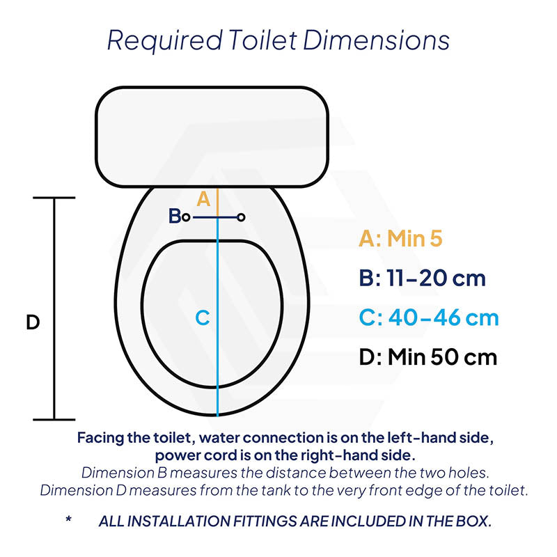 Smart Heated Bidet Seat with Built-in Speaker for D Shape / Round Shape Toilets 500x365/390x108mm - Variant Colour