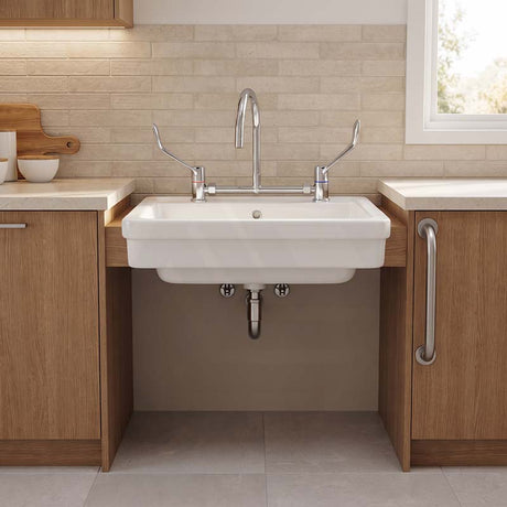 Linkware Chrome Solid Brass Lever Hob Sink Mixing Set For Care & Disabled