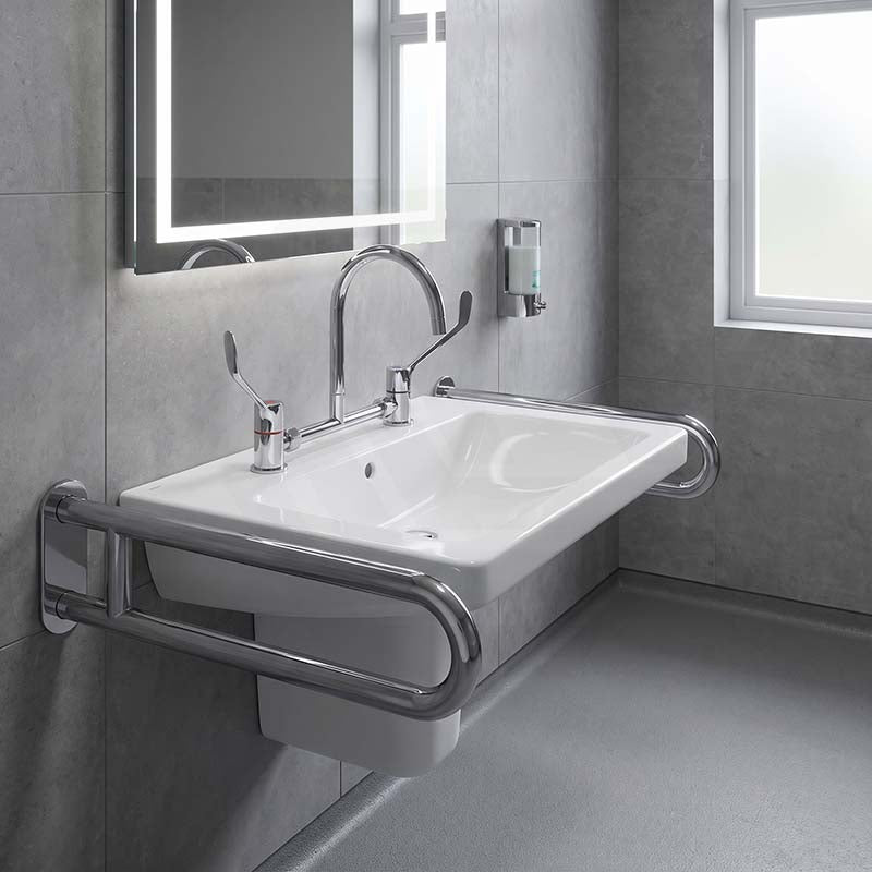 Linkware Chrome Solid Brass Lever Hob Sink Mixing Set For Care & Disabled